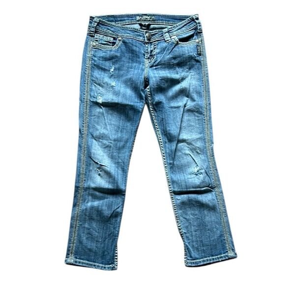 Silver Twisted Capri Jeans - Picture 1 of 6